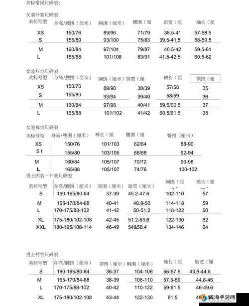 欧洲尺码日本尺码专线美国：特色服装尺码专线