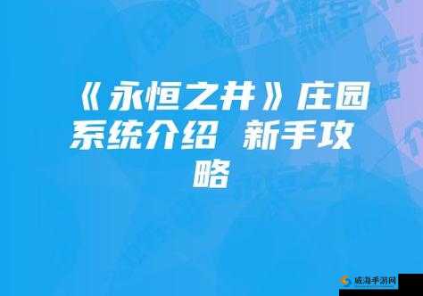 永恒之井新手攻略，生活篇深度解析——掌握资源管理的艺术与技巧