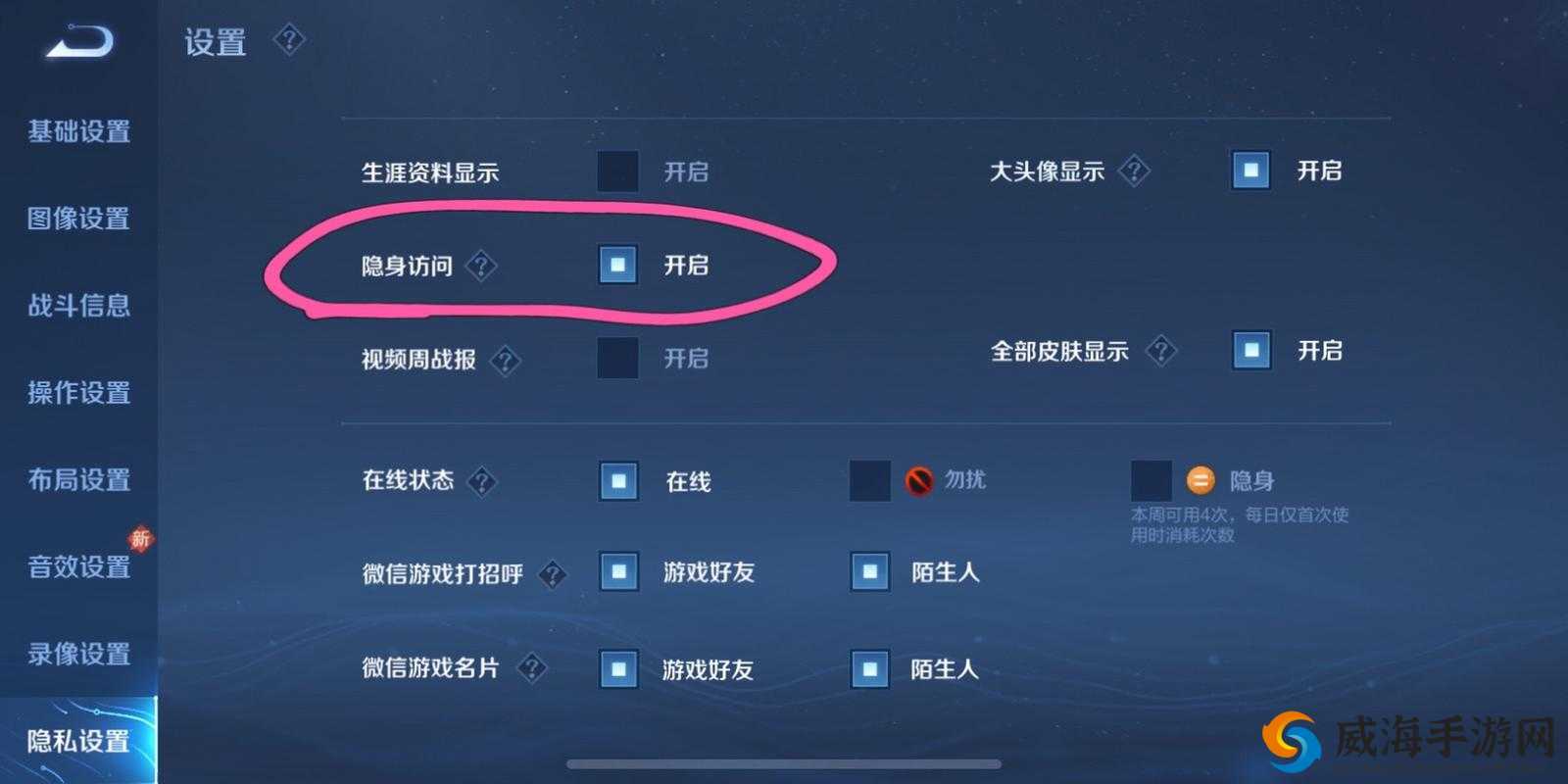 王者荣耀游戏内如何设置隐身访问功能以保护个人隐私